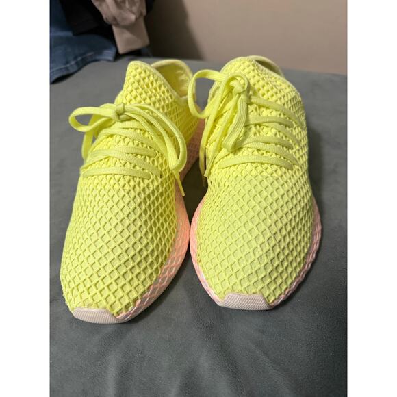 Size 10 Adidas Deerupt Neon yellow and pink sneakers - Picture 1 of 5